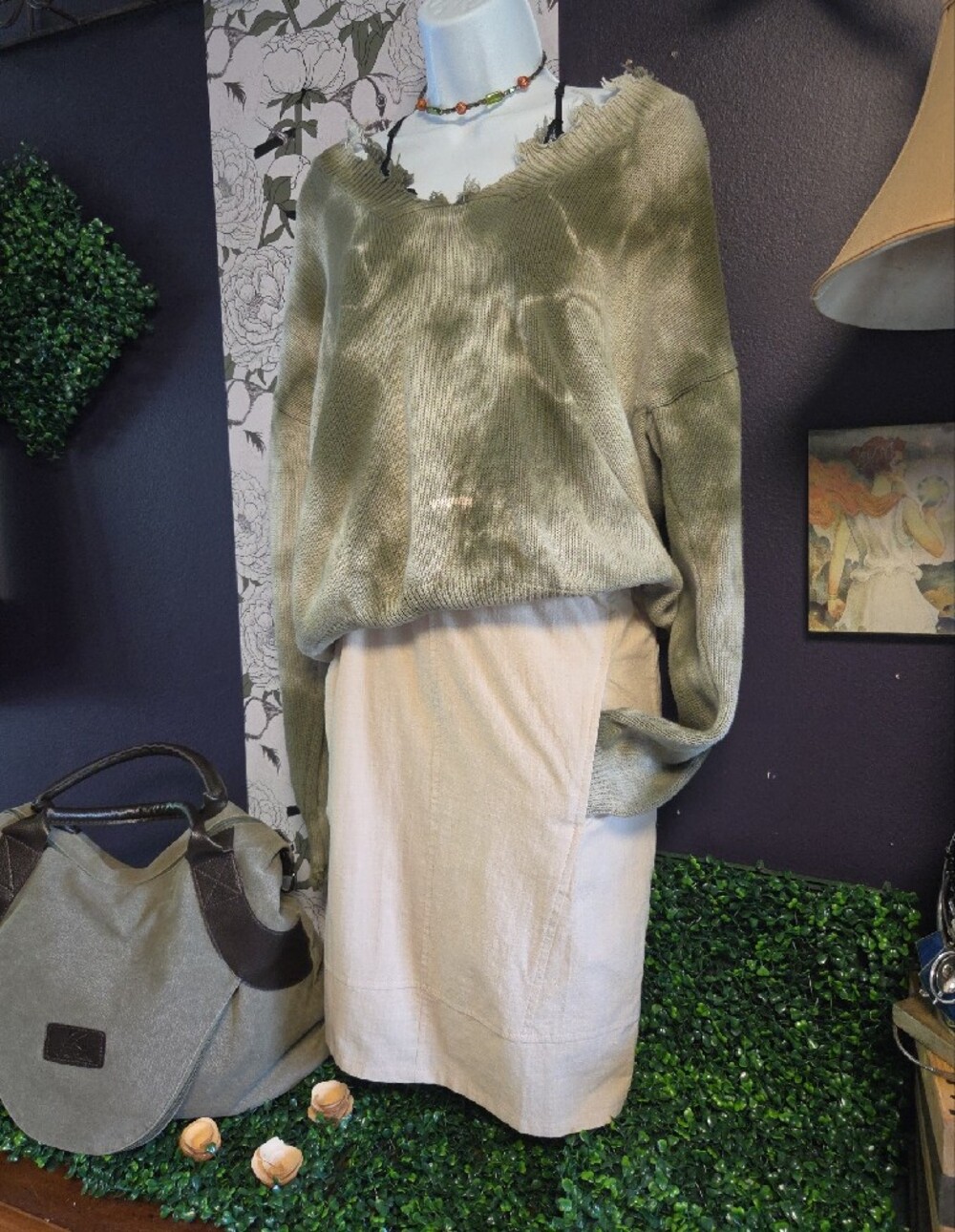 Cream Cotton V Neck Shift Dress With Pockets NWT Sz M